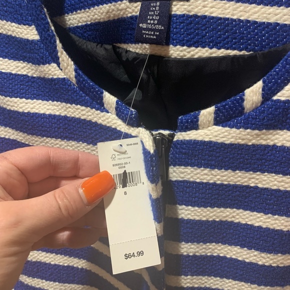 Gap blue/white stripe zip up blazer. Sz 8 with tags - Picture 3 of 6